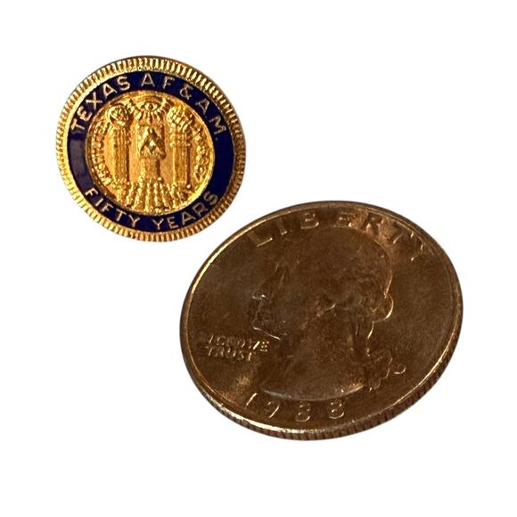VTG Masonic Pin Grand Lodge Texas A.F. & A.M. Masons 50 yrs 10k Plate - Picture 6 of 6